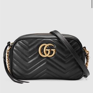 Gucci GG Marmont Small Shoulder Bag- Black Leather